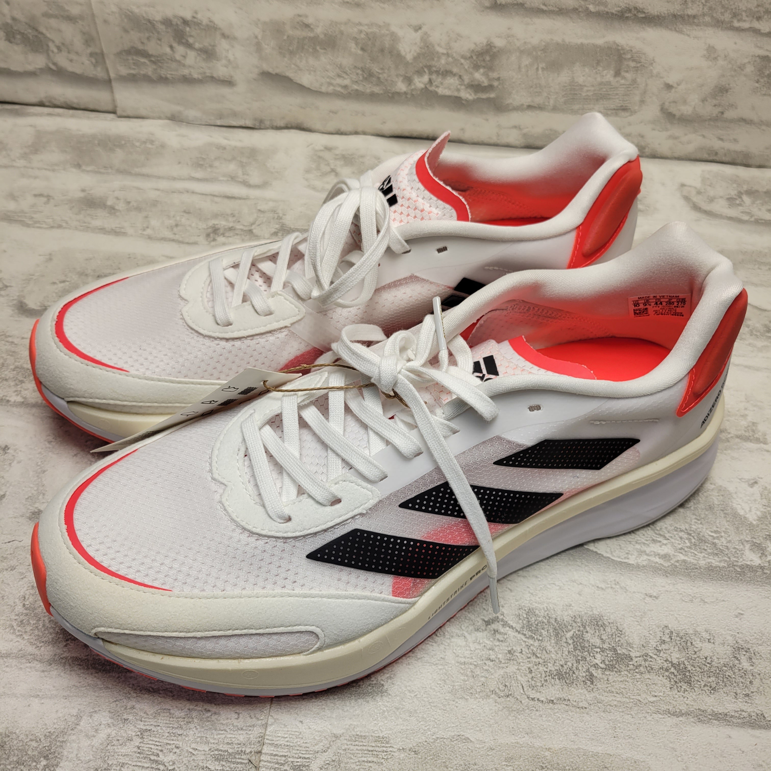 adidas Adizero Boston Men's Running Shoes 10 M Ftw White/Core Black/Solar Red (7878163824878)