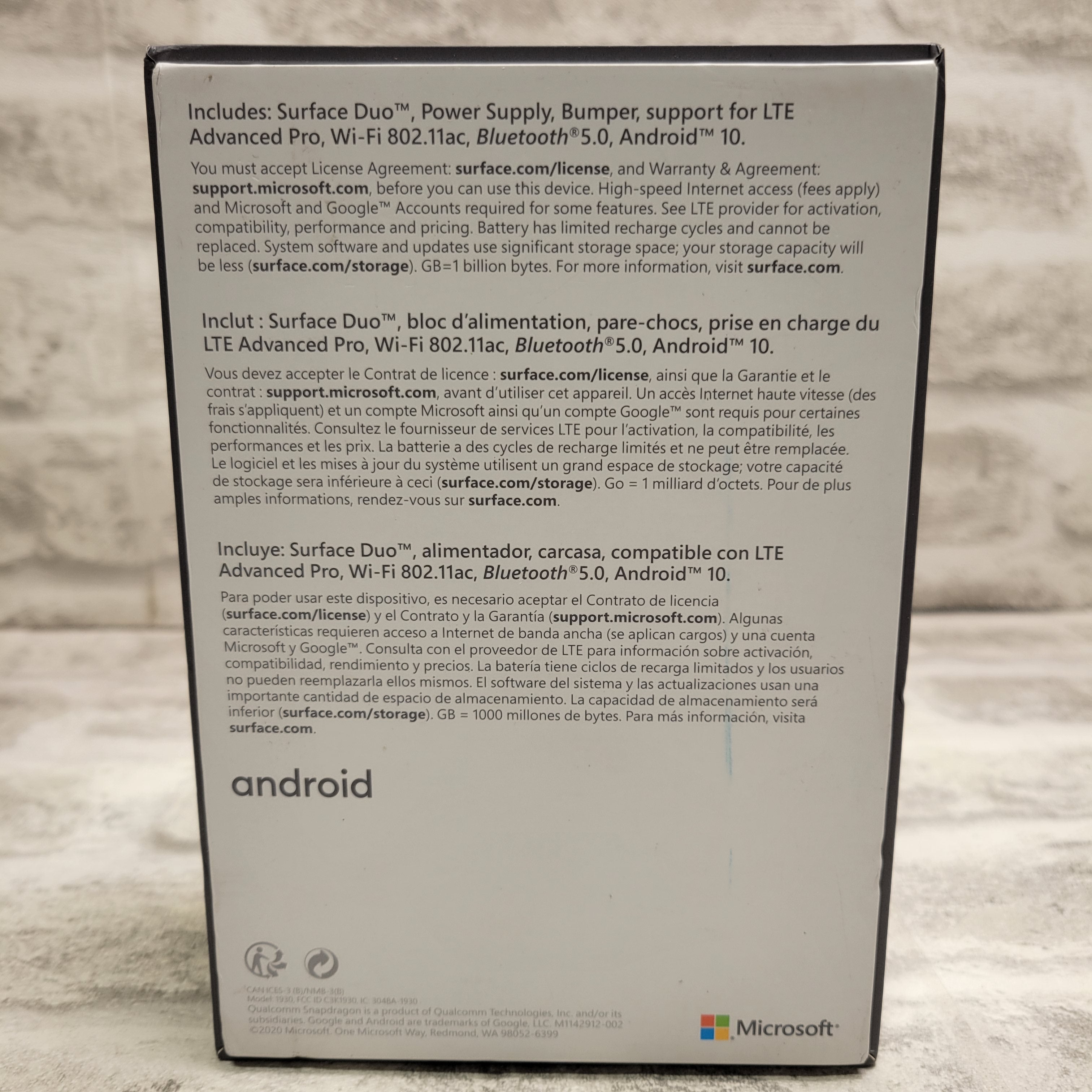 Microsoft Surface Duo 256GB (Unlocked) - Glacier (7598370259182)