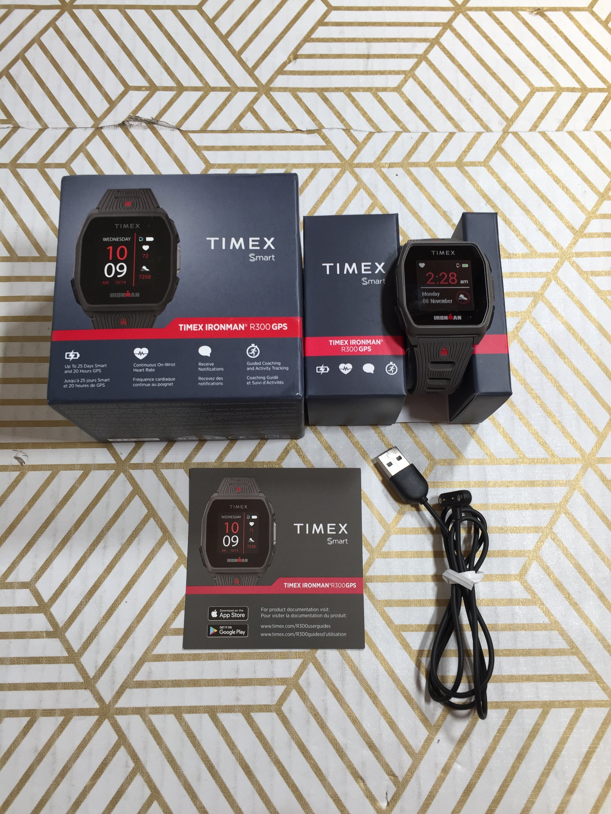 TIMEX IRONMAN R300 GPS Smartwatch with Heart Rate 41mm – Gray- Silicone Strap (7929777422574)