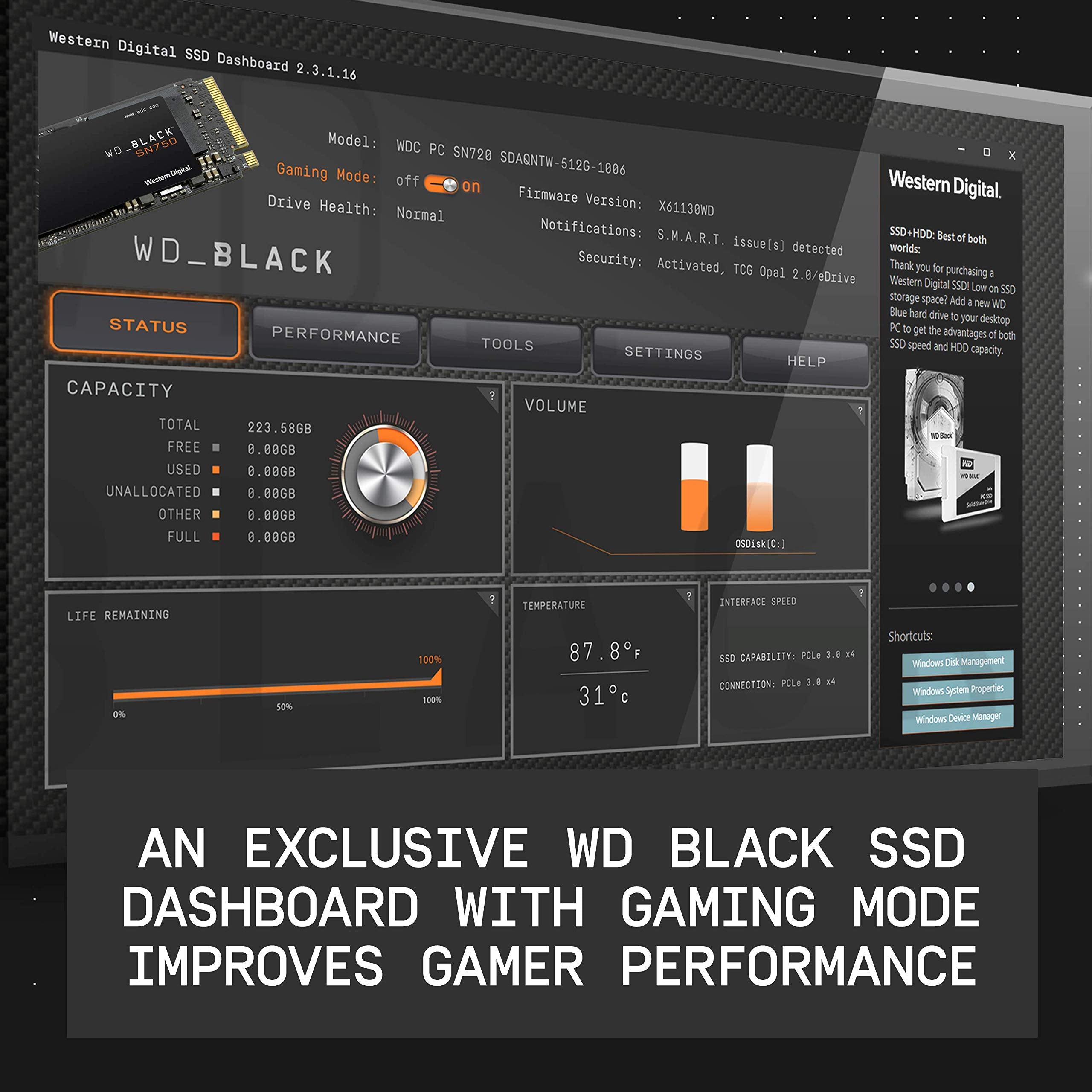 WD_BLACK 1TB SN750 NVMe Internal Gaming SSD Solid State Drive - Gen3 PCIe, M.2 2280, 3D NAND, Up to 3,470 MB/s - WDS100T3X0C (7735015833838)
