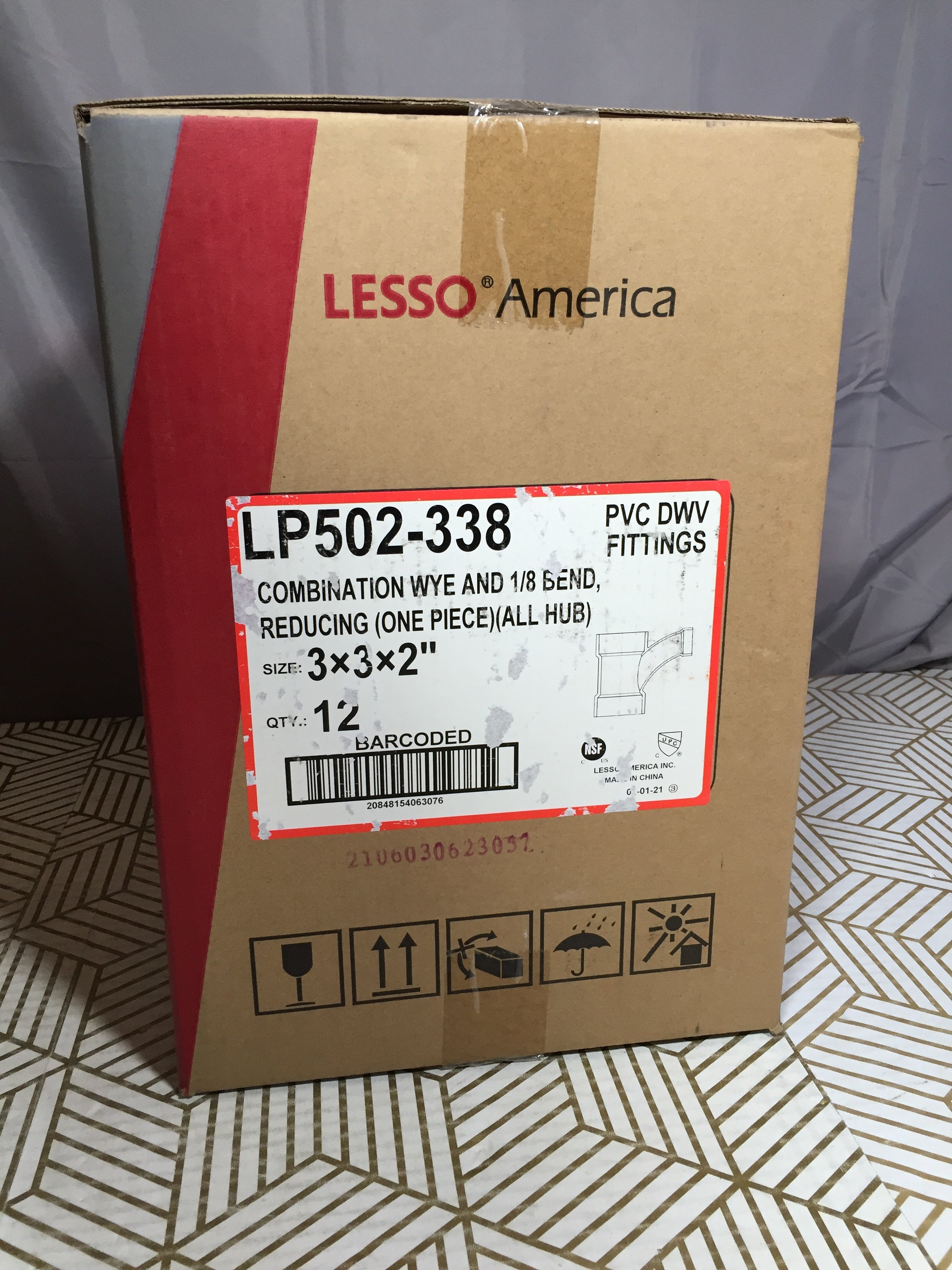 Lesso America Combo WYE & 1/8 Bend, Reducing LP502-338 - 3x3x2