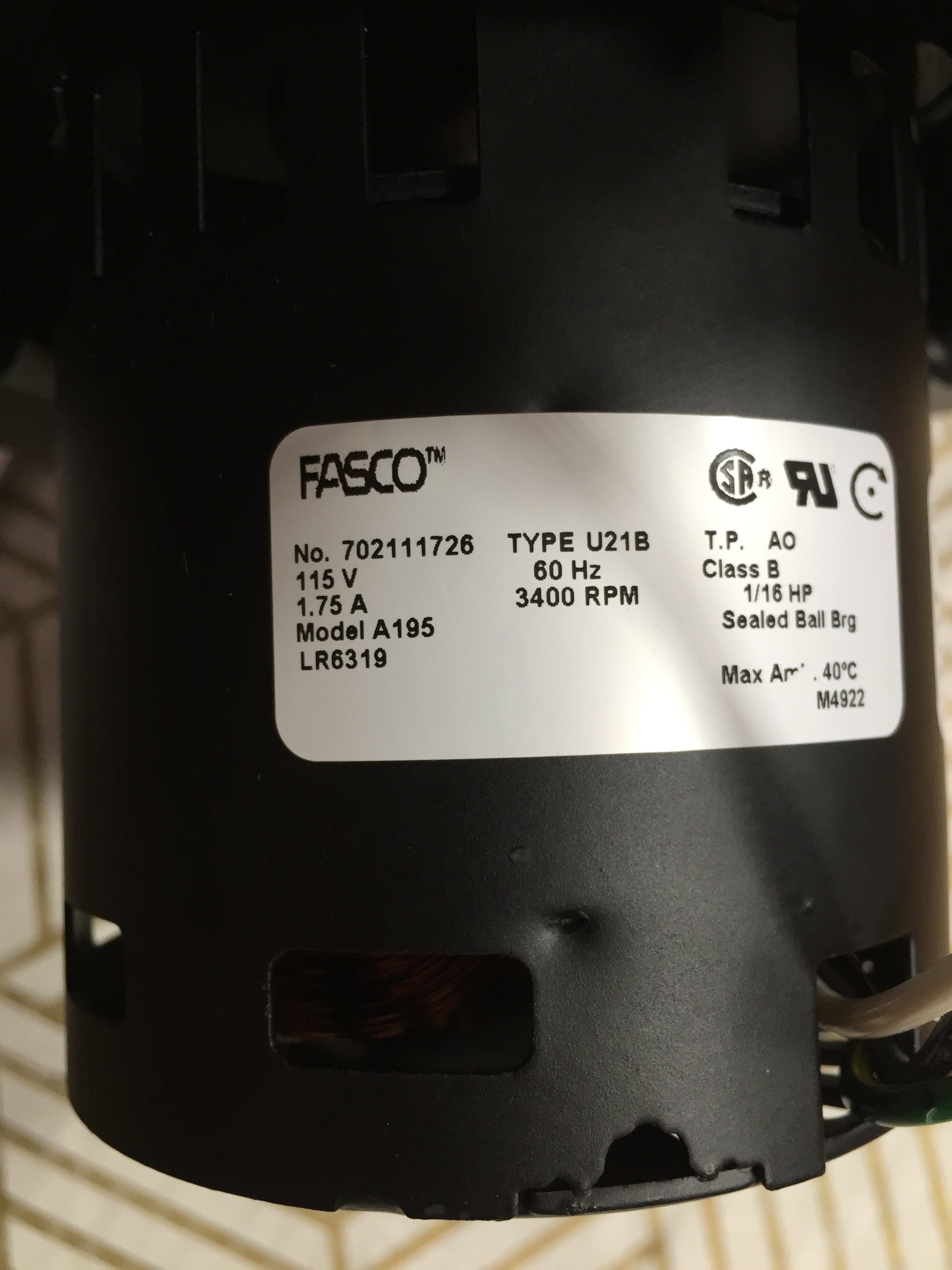 Fasco OEM Electric Fan Blower Motor A195, Shaded Pole, 6 in. (8190651793646)