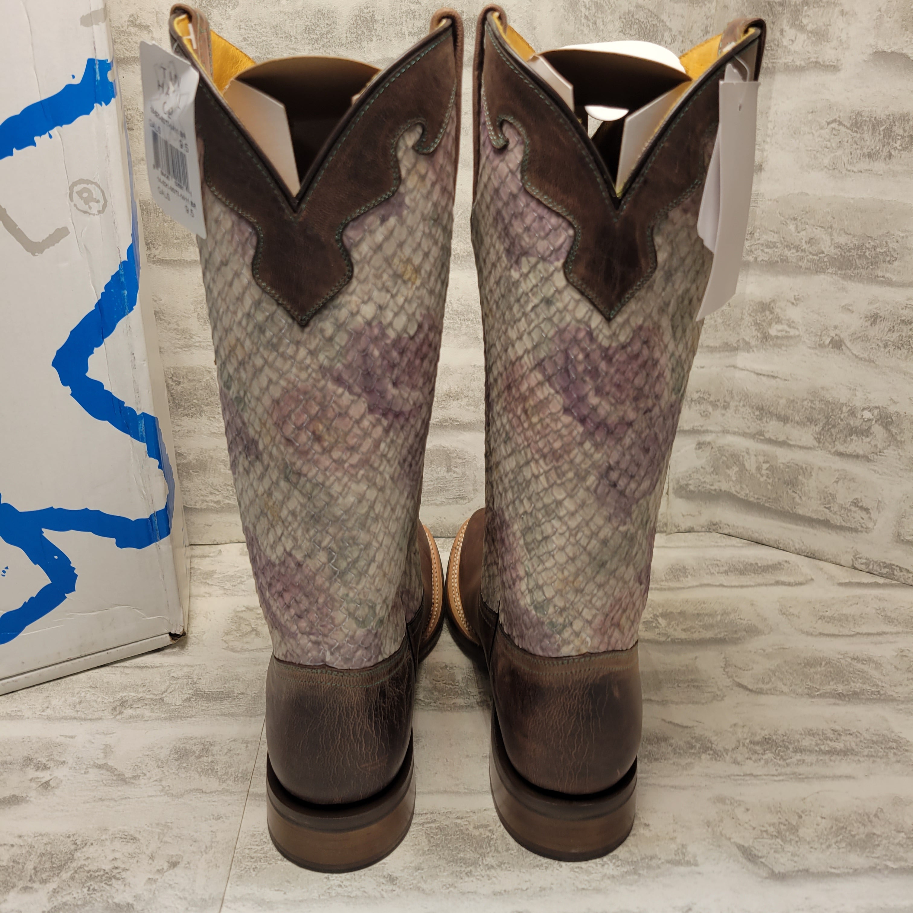 Tin Haul Ladies Rosealiscious Square Toe Boots, Brown/Pink, 9.5 (7872380207342)