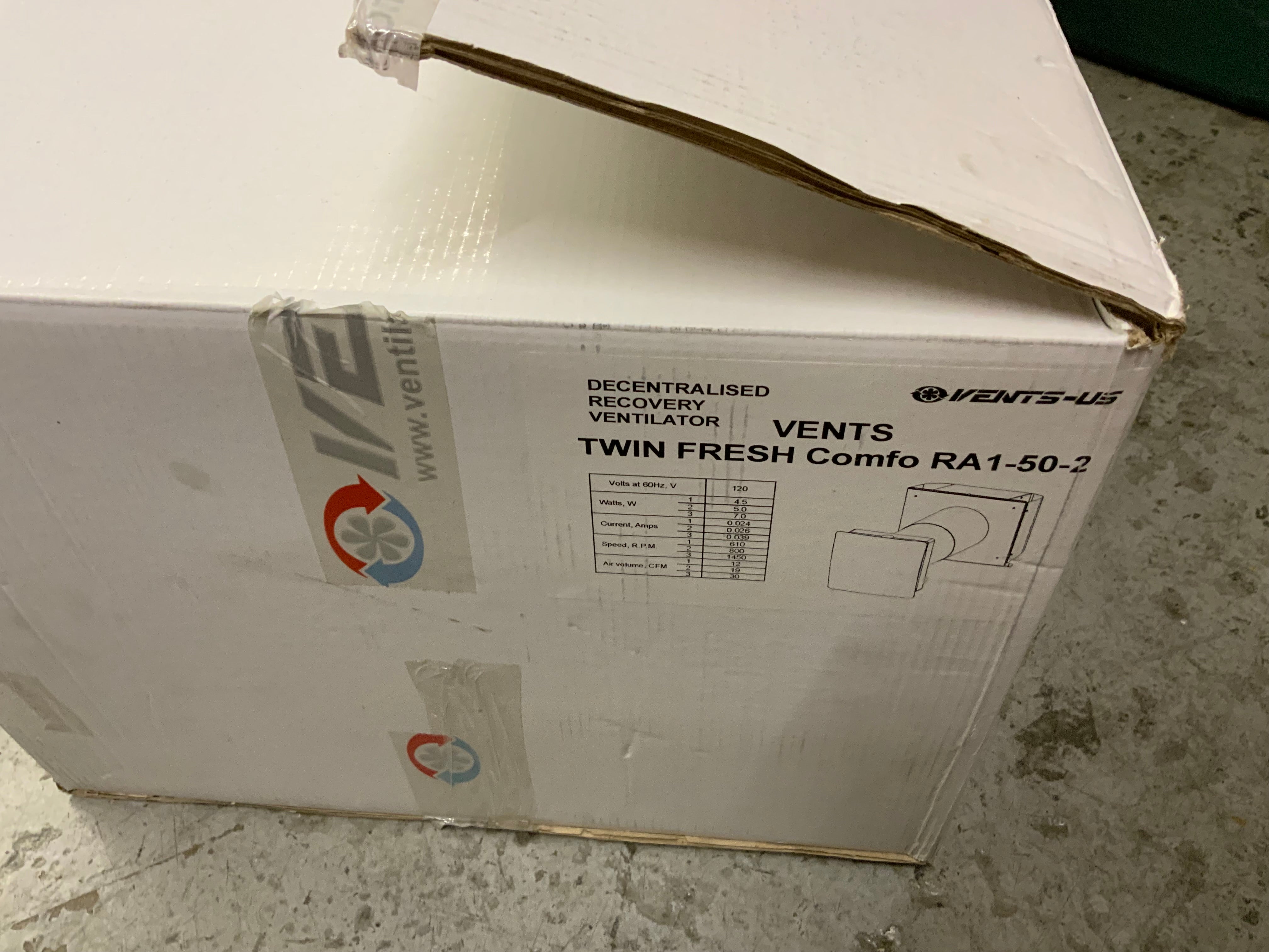 VENTS-US Twinfresh Expert RA1-50-2 Ductless Single Room Recovery Ventilator (8142987231470)