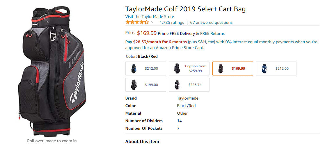 TaylorMade Golf 2019 Select Cart Bag (6824826044599)