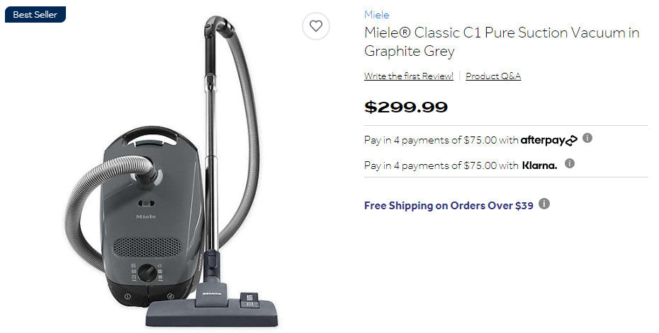 Miele® Classic C1 Pure Suction Vacuum in Graphite Grey (6824827650231)