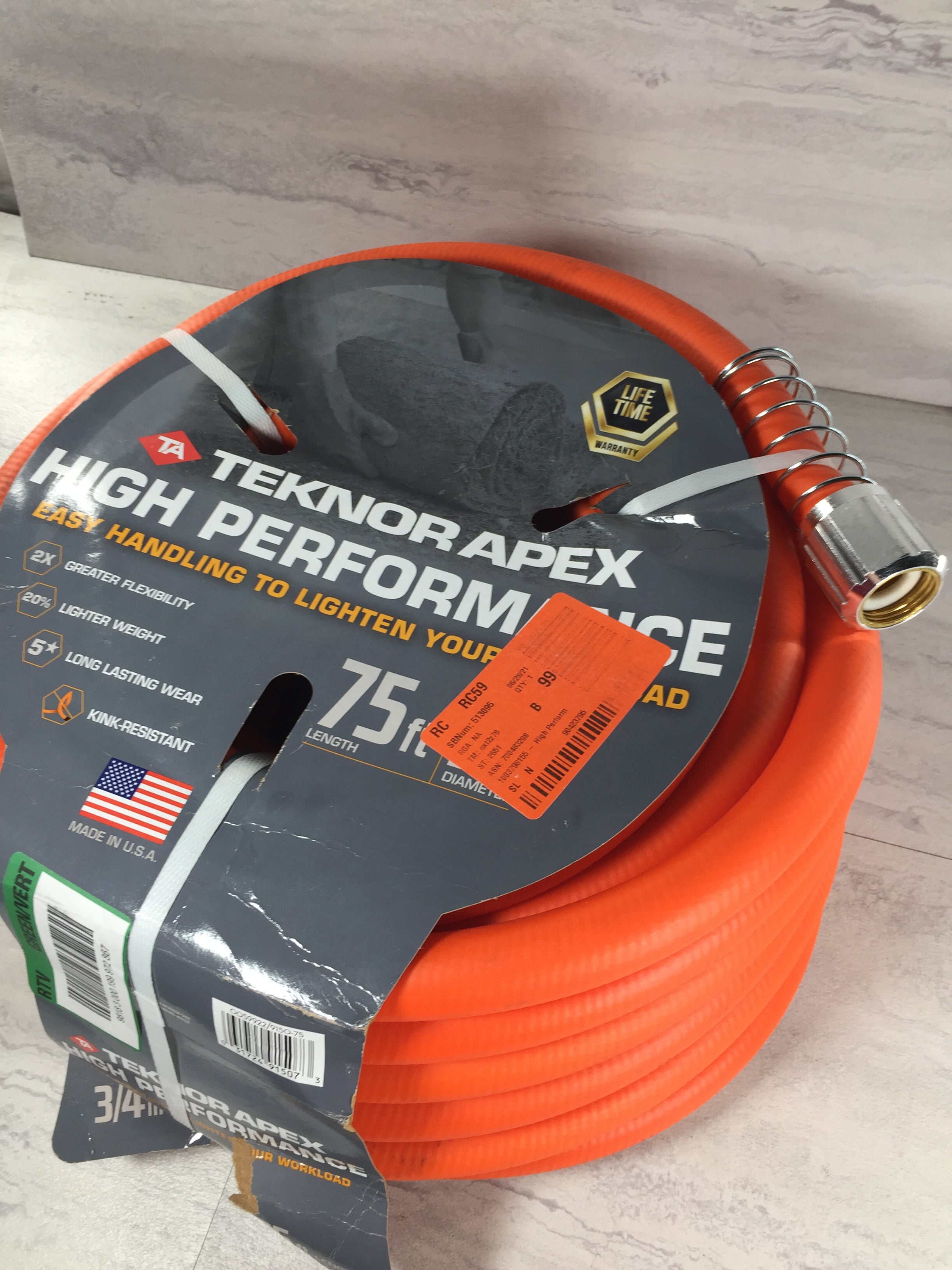 Teknor Apex | High Performance 3/4 in. x 75 ft. Tradesman Grade Water Hose NEW (6901553266871)