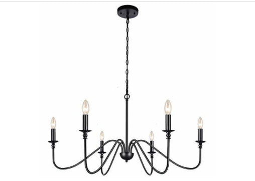 6-Light Iron Chandelier Black Farmhouse Chandelier (6820225908919)