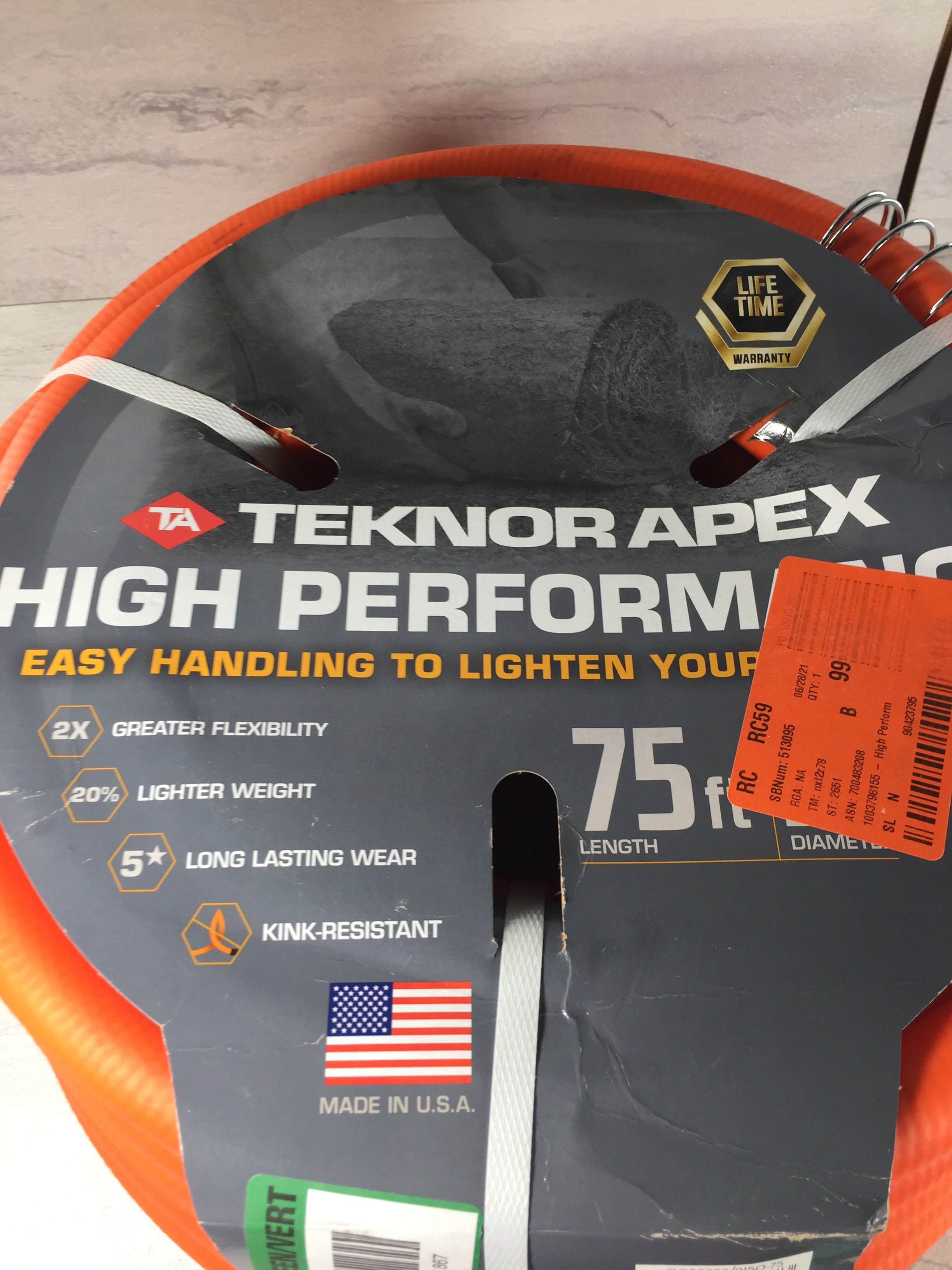 Teknor Apex | High Performance 3/4 in. x 75 ft. Tradesman Grade Water Hose NEW (6901553266871)