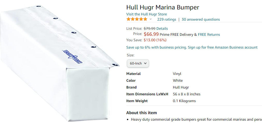 Hull Hugr Marina Bumper 60