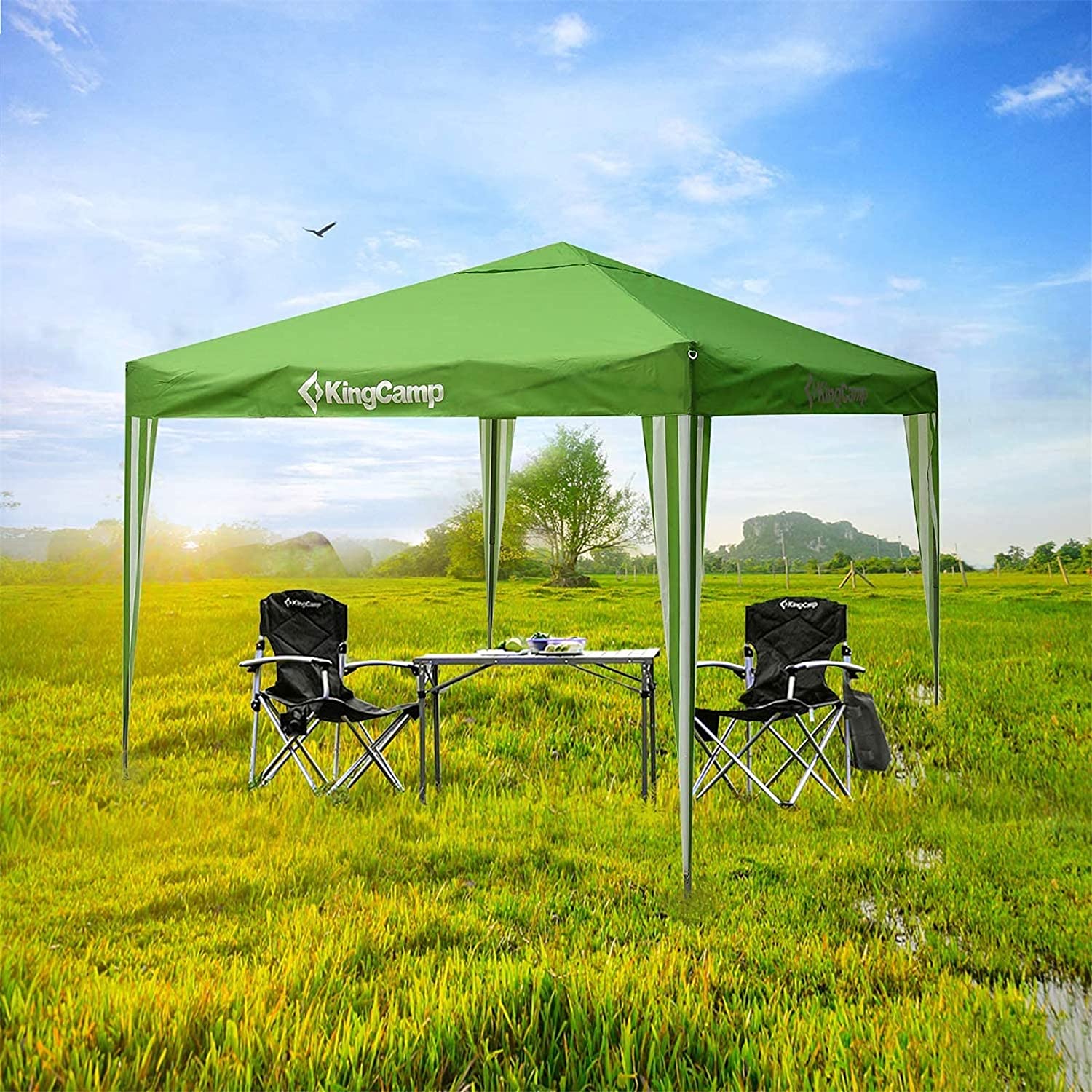 KingCamp Instant Durable Multipurpose Portable Outdoor Canopy Tent, Fit for Patio Gazebo, Wedding Party, Commercial Fair Shelter, Car Shelter (10'×10'), Green, One Size (6808486707383)