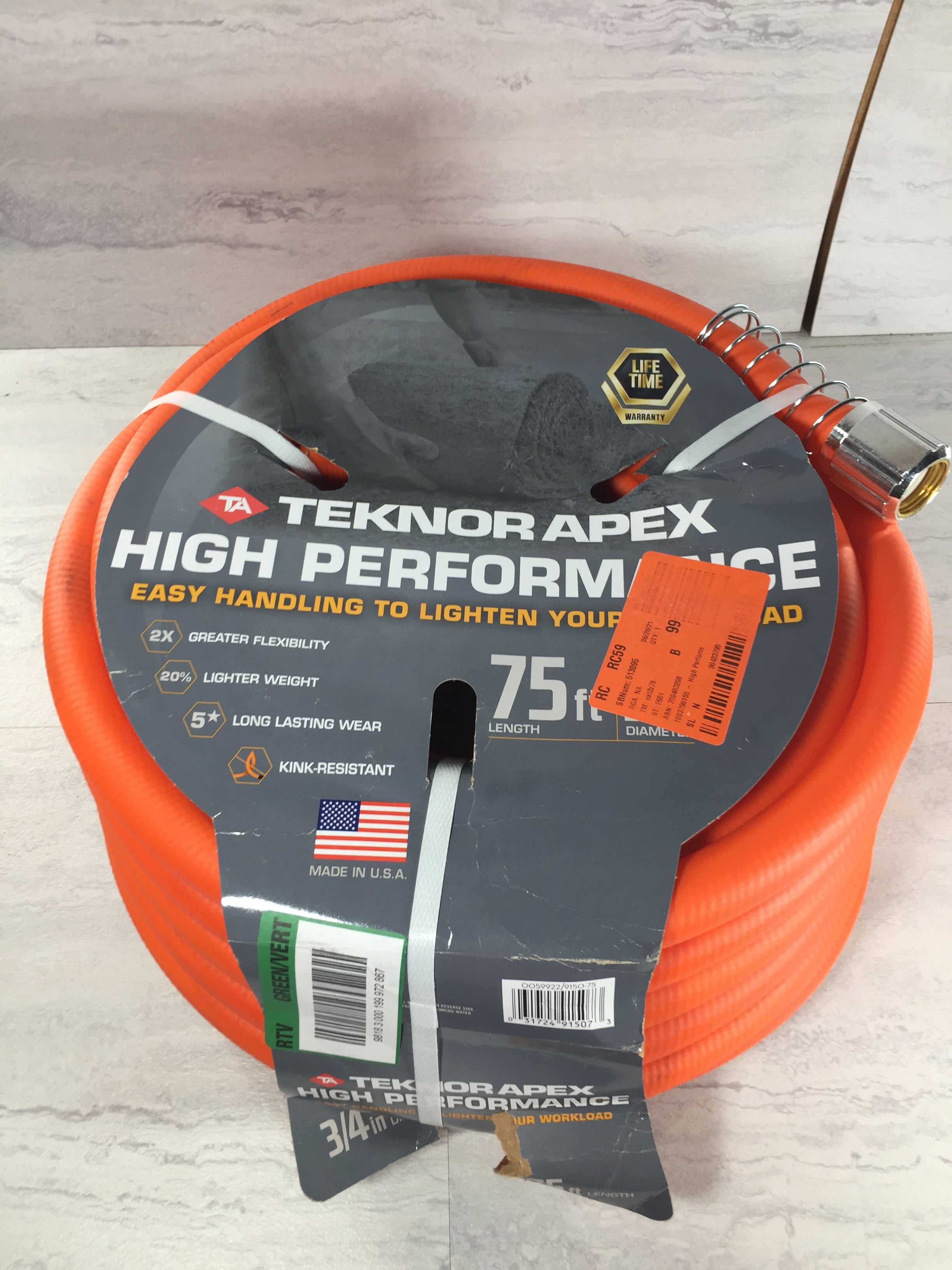 Teknor Apex | High Performance 3/4 in. x 75 ft. Tradesman Grade Water Hose NEW (6901553266871)