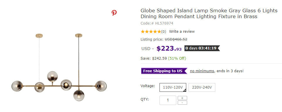 Modo Globe Shaped  Pendant Lighting Fixture (6820224106679)