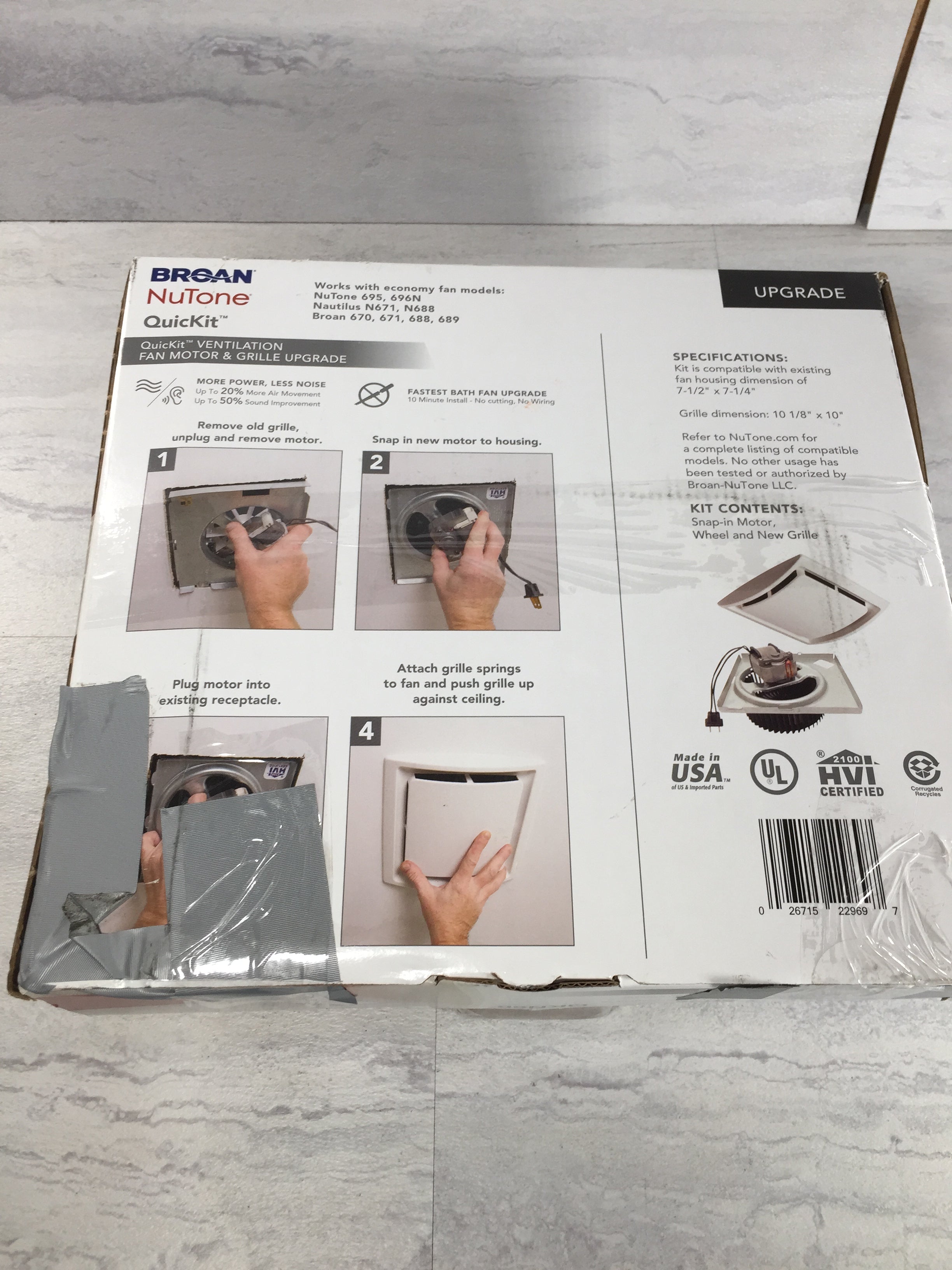NuTone QuicKit 60 CFM 2.5 Sones Bathroom Fan & Grille | QKN60 (6903544873143)